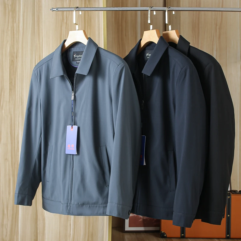 

Busin Casual Zipper Jaet Coat Men's Spring New Sle Small Collar Cany Outfit Stand Fit Long Sve Regular Length