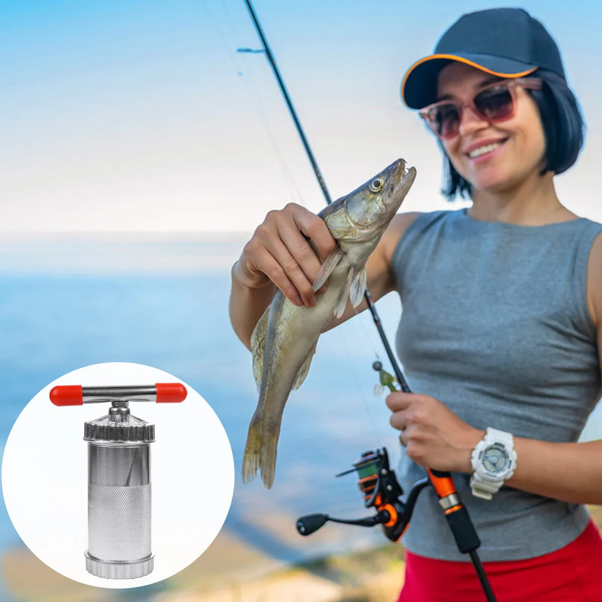 

1Pcs Fishing Bait Shaper Aluminum Alloy Construction with Strong Squeezing Power Prevents Bait Breakage When Throwing Easy Fast