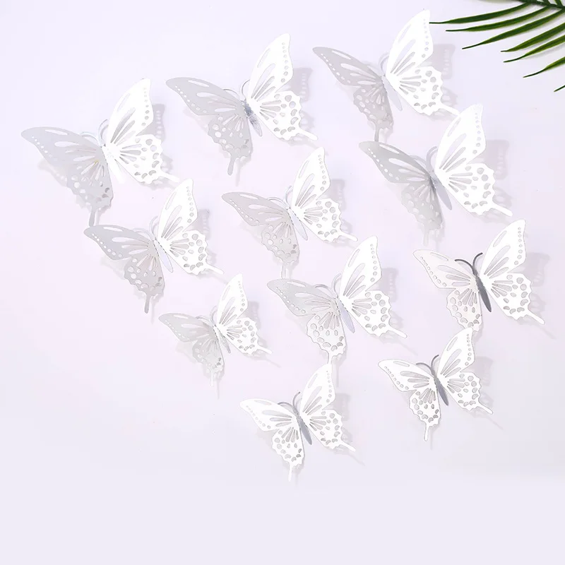 12 Stück Schmetterlings-Kuchenaufsätze – Gold/Silber/Roségold/Bunter Schmetterling für Hochzeit, Geburtstag, Cupcake-Dekoration, DIY-Partyzubehör – Detail 12