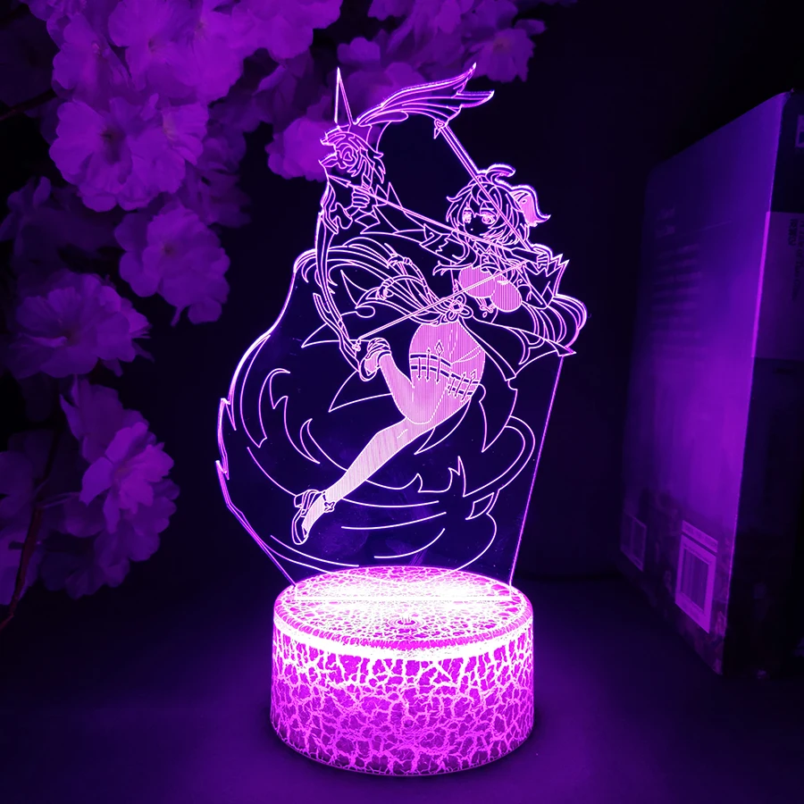 Genshin Impact Figurine Ganyu 3D Night Light Led Game Figure Lamp Kids Birthday Gift Gaming Room Setup LED Table Colorful Lamp