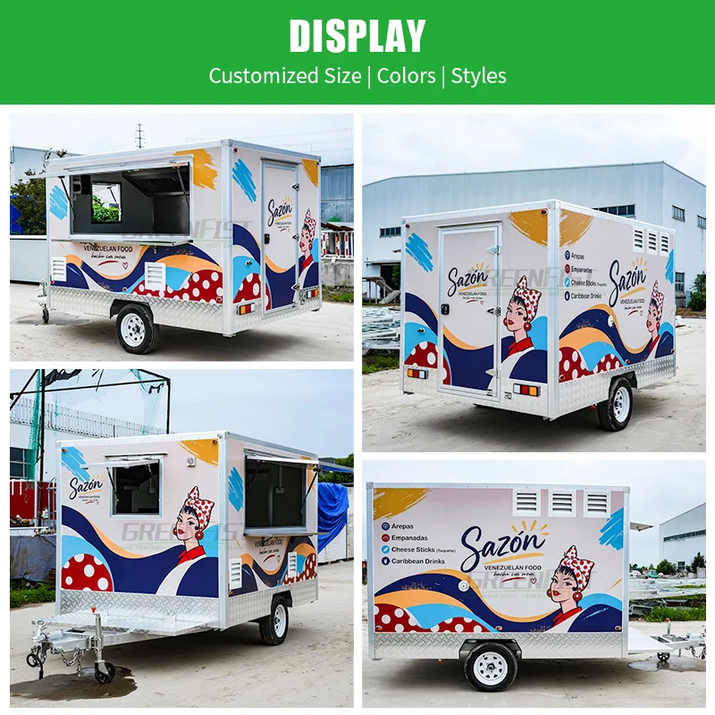 Stainless Steel Mobile Food Trailer Refrigerator with Rust Resistant Frame for Outdoor Fast Food & Ice Cream Service