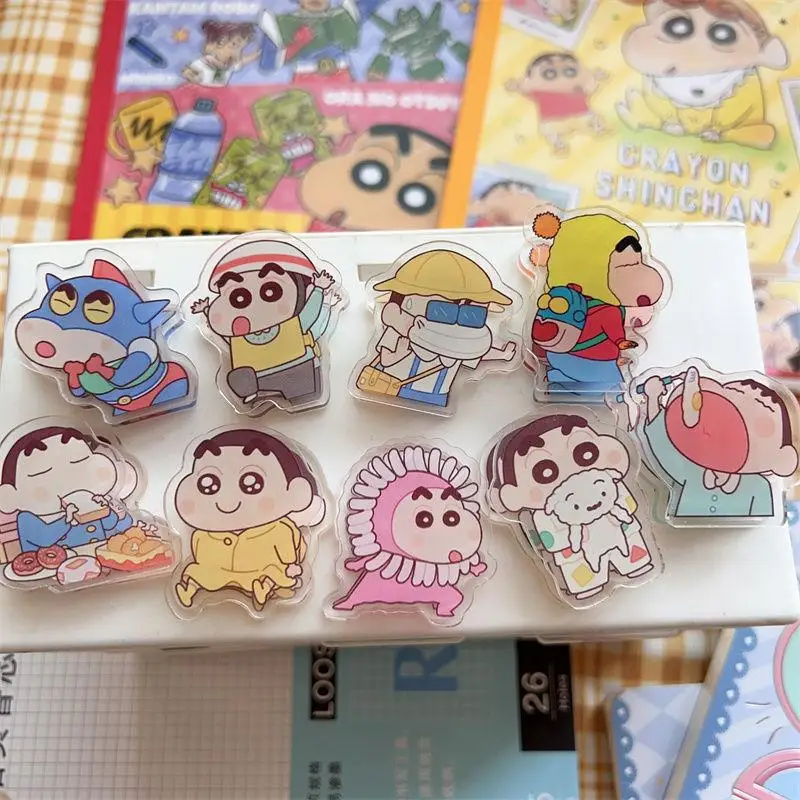 Cute Cartoon Bandai Clip Crayon Shin Chan Anime Acrylic Double-Sided Transparent Student Paper Clip Christmas Present Girl Gift