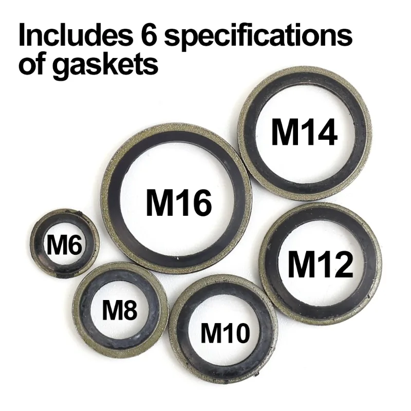 자동차 오일 팬 드레인 개스킷 키트, 고무 오일 드레인 플러그 개스킷, 교체 가능한 와셔 도장 세트, 배수 볼트 패드, M6, M8, M10, M12, M14, M16