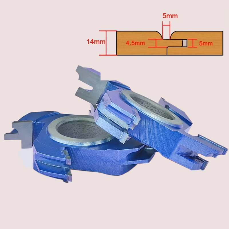 D125*22*40mm*6T  Tongue and Groove Set  2Pcs Wood Door Flooring 6 Teeth T Shape Wood Milling Cutter For Kitchen/Bathroom/Cabinet