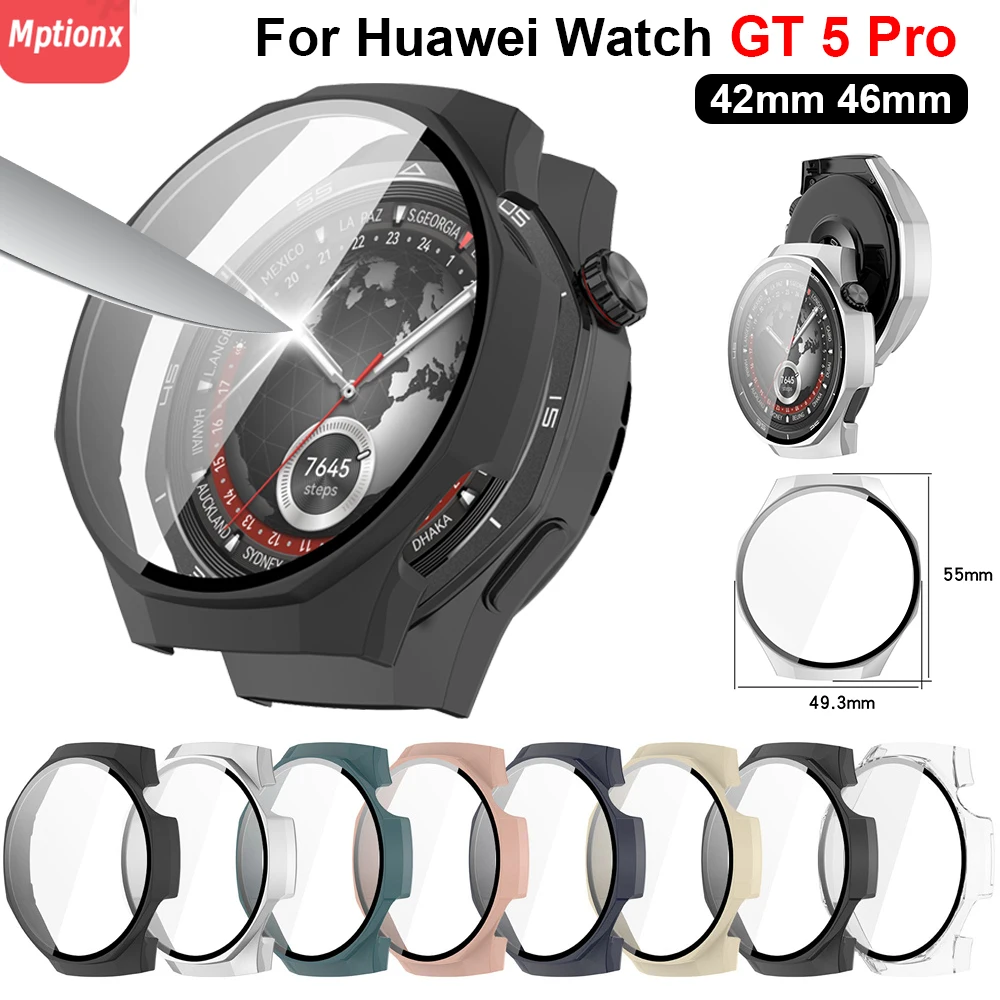 Case for Huawei Watch GT5 Pro 42mm 46mm Tempered Glass Anti-scratch Film Bumper Protective Cover for Huawei Watch GT 5 41mm 46mm