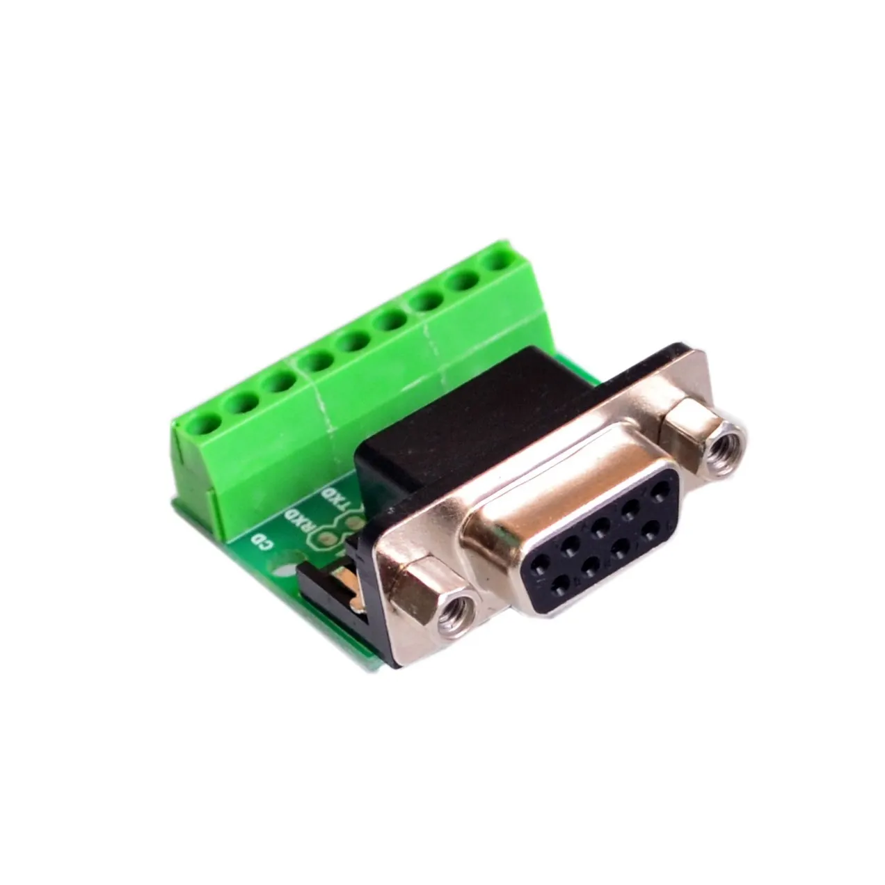 

DB9 RS232 Serial To Terminal Female Adapter Connector Breakout Board Black+Green