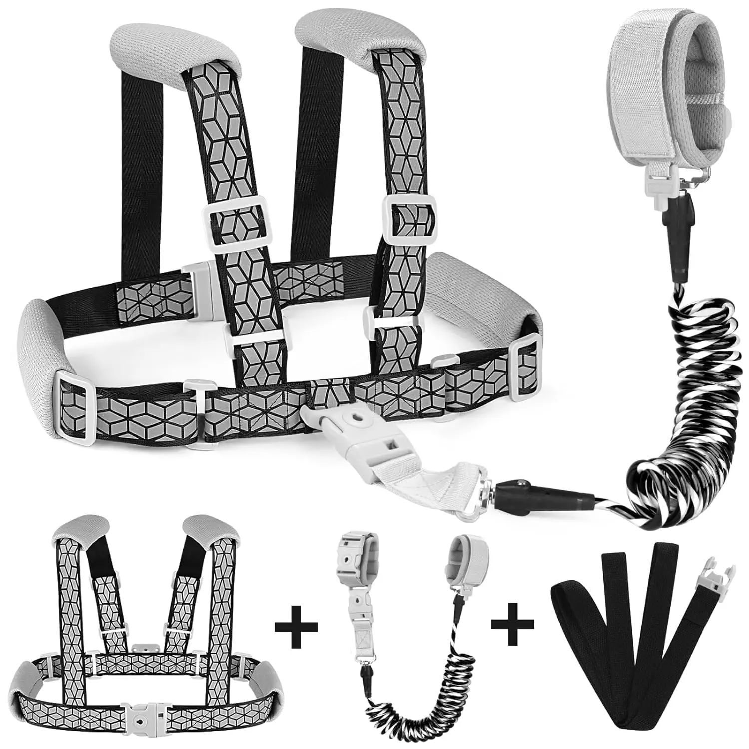 

Reflective Toddler Harness Leash with Anti-Lost Wrist Link, Adjustable Child Walking Harness for Outdoor Travel, Boys Girls