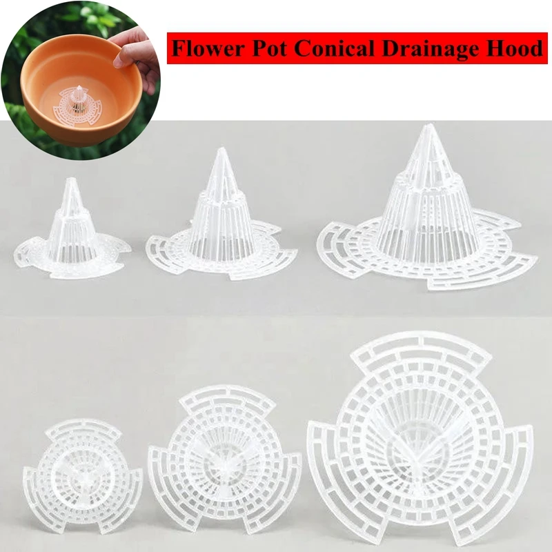 1~10 Pcs Garden Cone Flower Pot Drainage Hood Plant Bottom Grid Mat Cone Bottom Leak-proof Breathable Drainage Hole Protect Soil