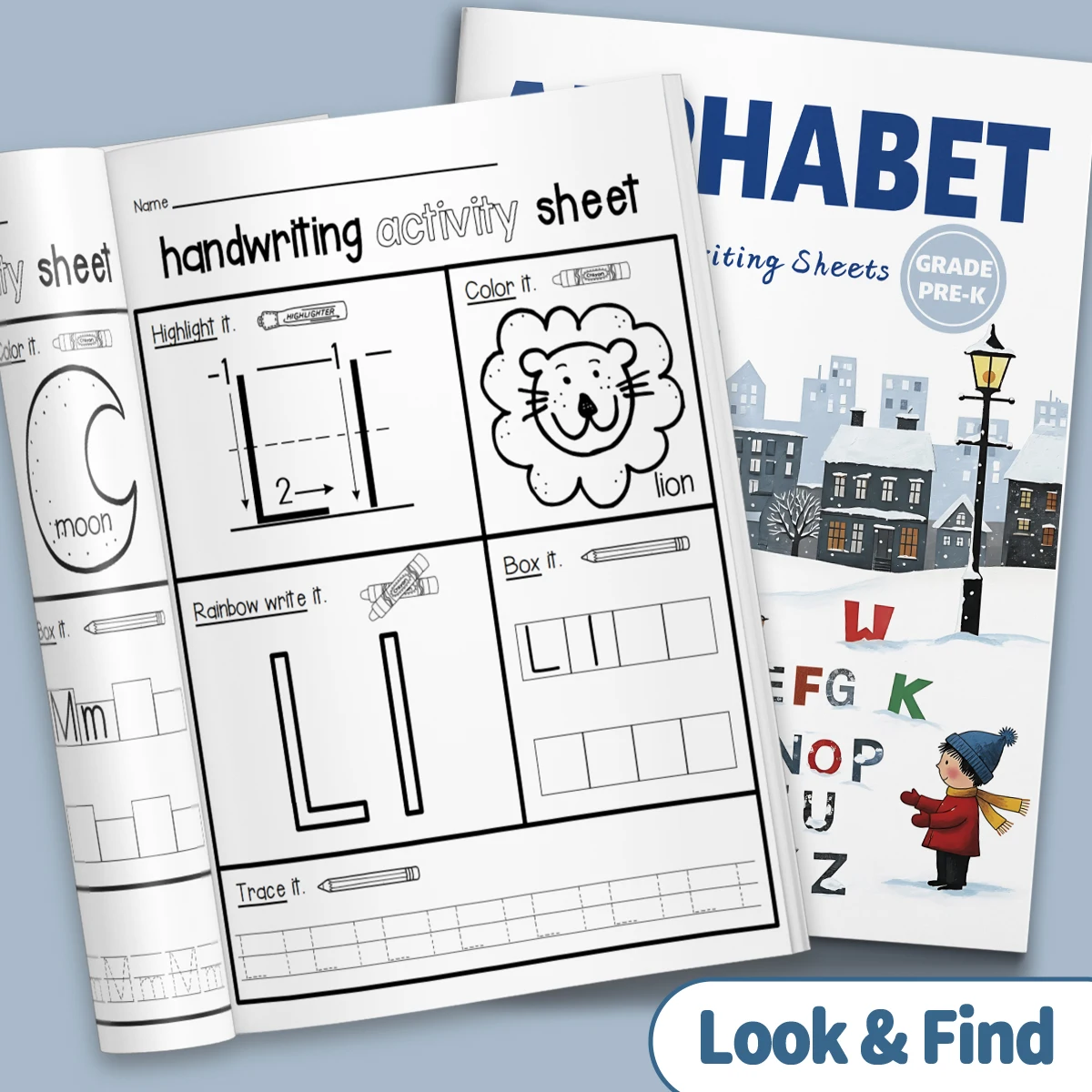 Children's alphabet coloring book, cute cartoon patterns, preschool early education workbook, boost your baby's hands-on skills