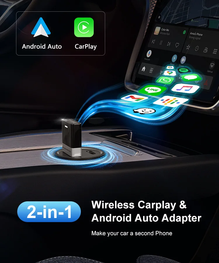 NEW Wireless CarPlay Android Auto Adapter 2 in1 Box AI Smart Car System Plug and Play Auto Connect Car Play 2025