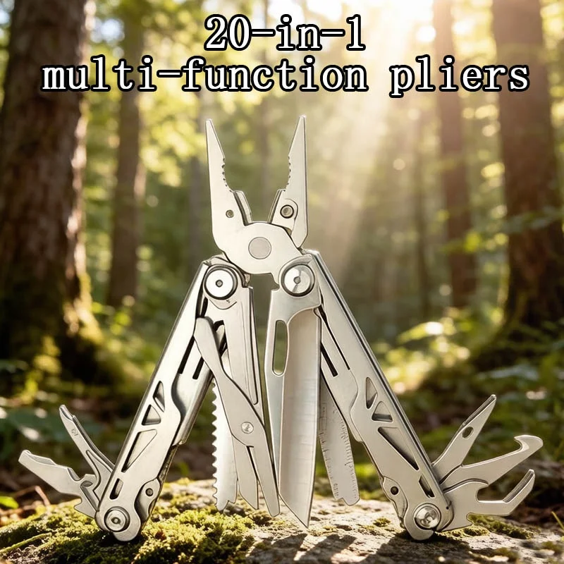 20-in-1 Multi-Function Tool Pliers 440A Stainless Steel Knife Scissors High Quality EDC  Camping Survival Gear with Safety Lock