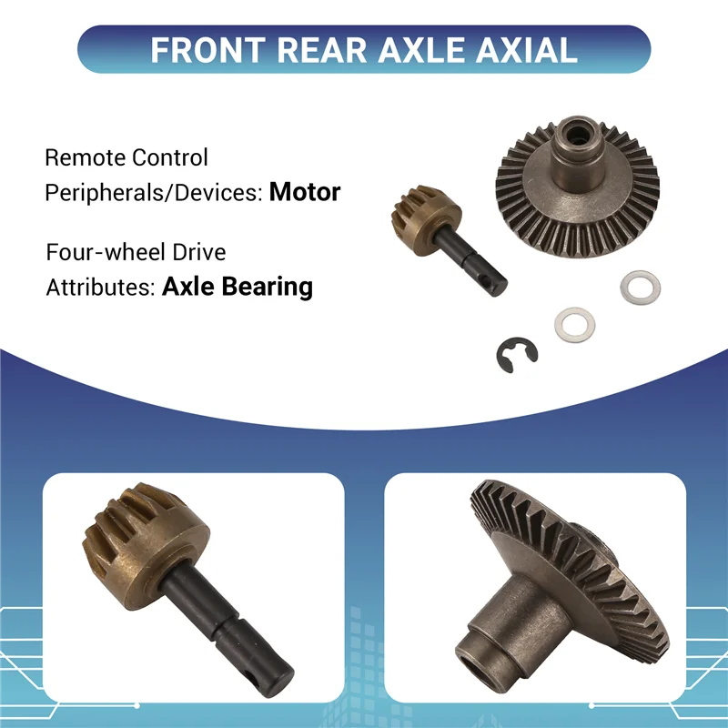MACH-13T 38T Metal Crown Gear Motor Differential Main Gear Combo For Front Rear Axle AXIAL SCX10 90021 90022 Off-Road RC Truck C