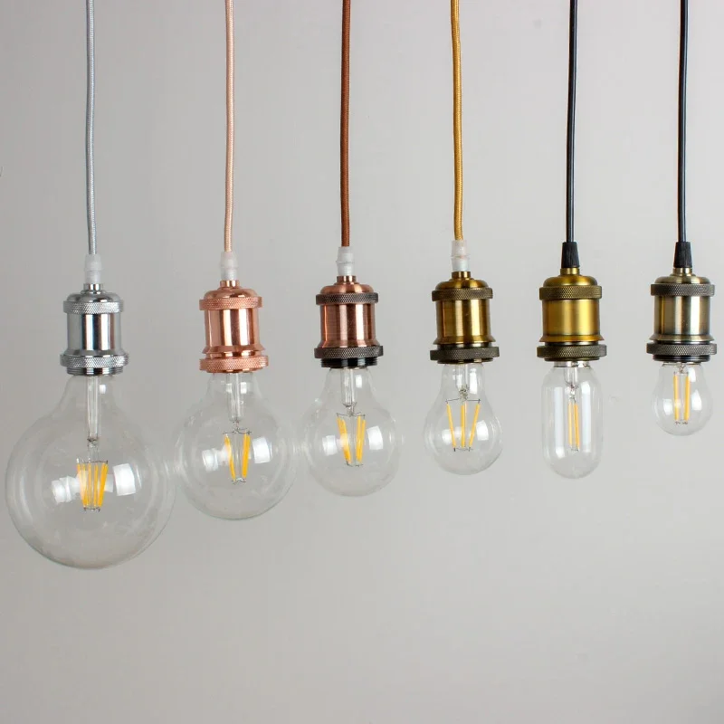 Edison Vintage Chandeliers Aluminum Lamp Holder Hanging Wire E27 DIY Pendant Lamp Knit Electric Wire Chroma Lighting E27