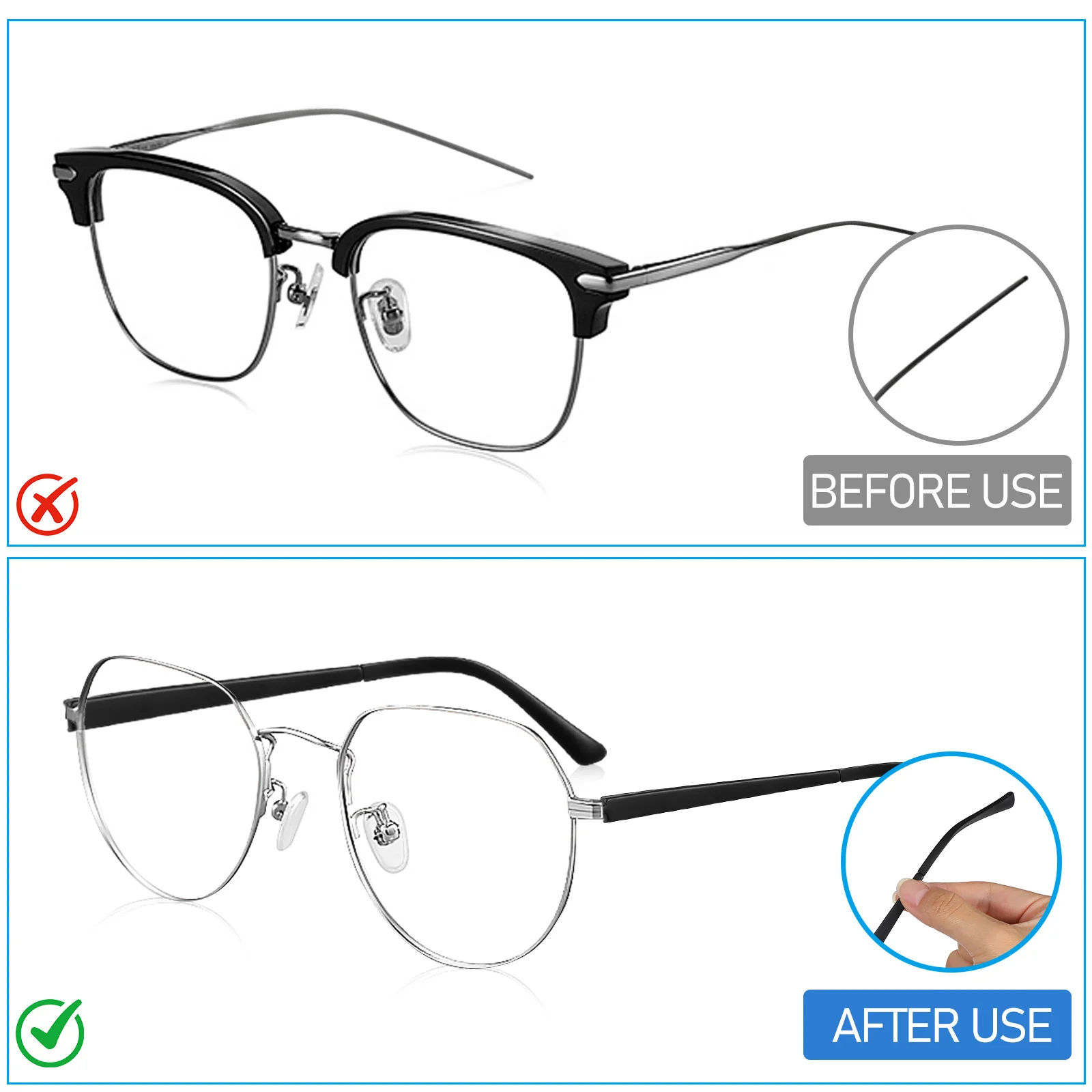1 مجموعة نظارات الذراع الساقين استبدال النظارات العالمية معبد نونسليب خفيفة الوزن تناسب النظارات الشمسية قراءة طقم تصليح النظارات