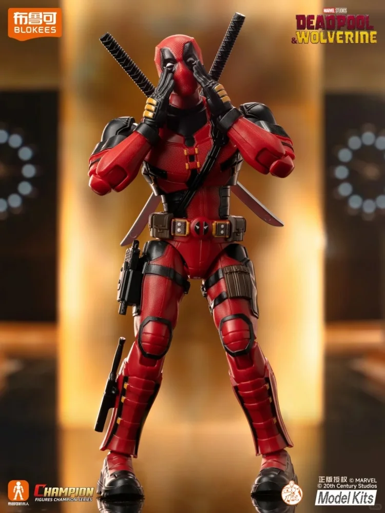 Original blokees deadpool wolverine figura de ação marvel super-herói deadpool montar estatueta modelo decoração anime brinquedo colecionável
