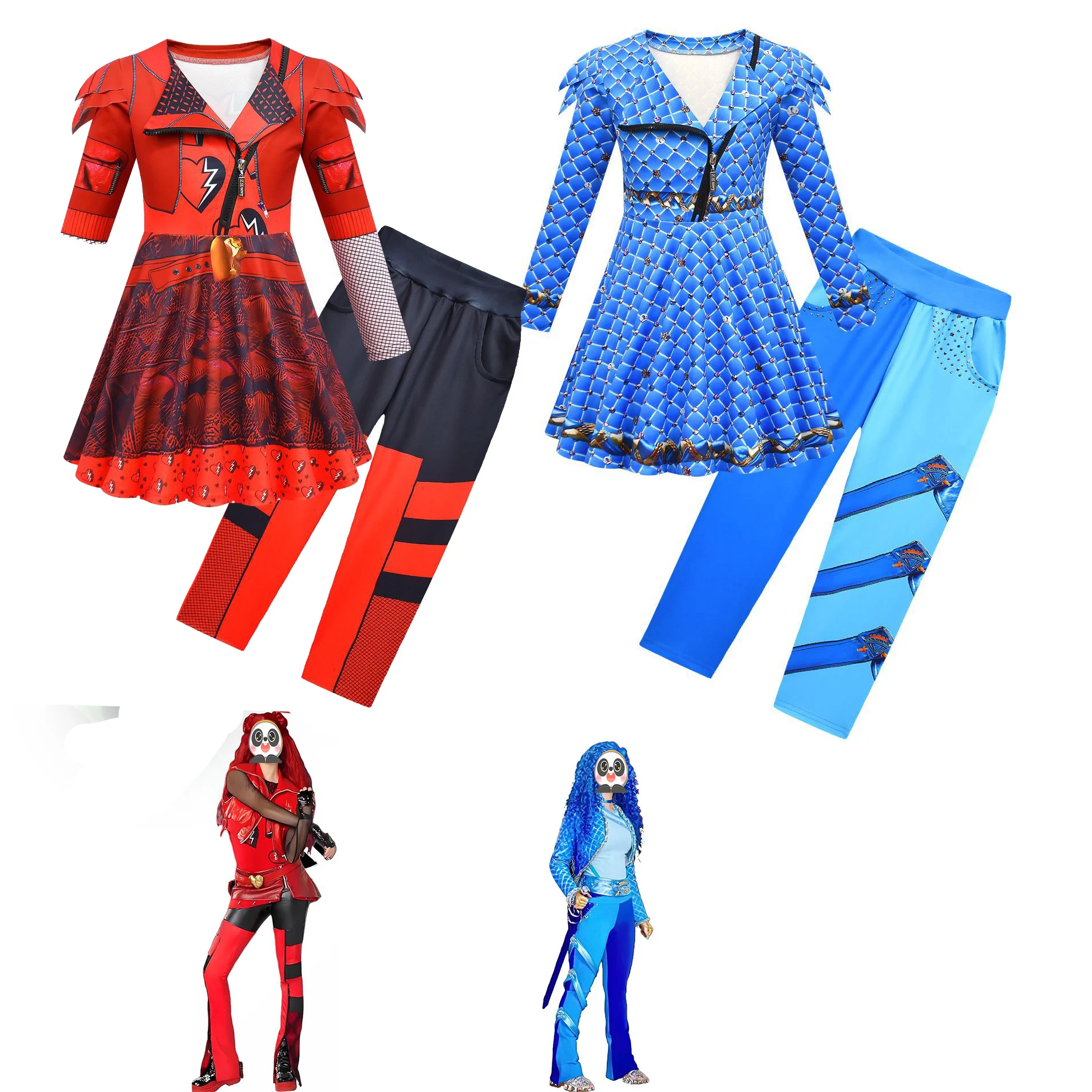 Girls Halloween Clothes The Rise of Red Costume Kid  D-Descendants 4 Red Cosplay Costume Child  Wig Birthday Party Fancy Dress