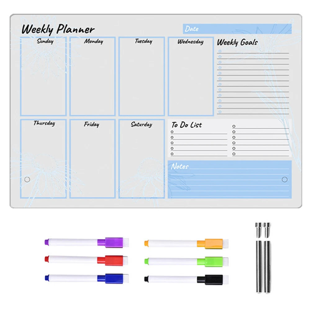 

1 set Acrylic Planner Set Dry Erase Office Multi Function Memo Board Decorative Memo Board Desktop Writing Erasable Note