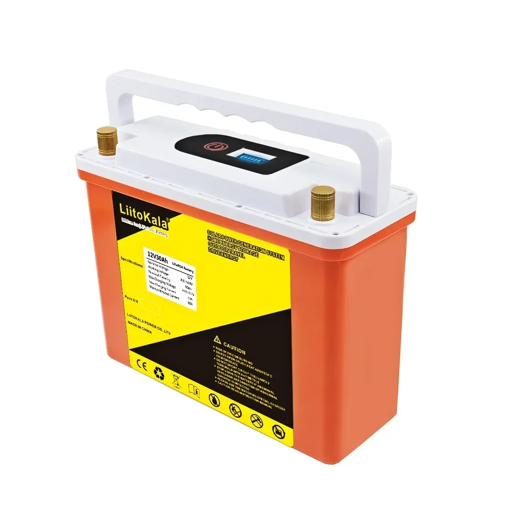LiitoKala 충전식 리튬 다리미 인산염 배터리, 어린이 스쿠터 보트 모터용, LiFePo4 배터리, 12.8V, 30Ah, 12V, 2 개