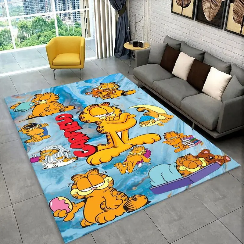 Cartoon Funny G-Garfield Cat Carpet Rug for Playroom Bedroom Living Room Sofa Home Decor,Game Area Rug Non-slip Floor Mat Fest