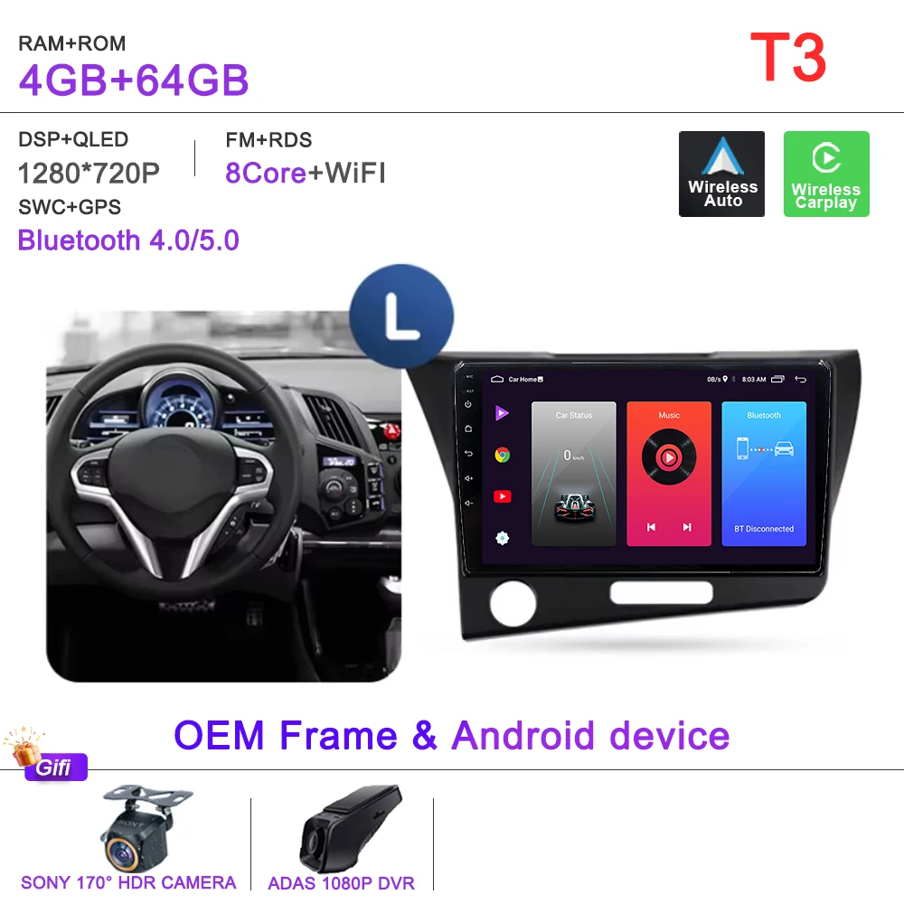 Android 16 2K Incell Scherm Multimedia Voor Honda CR-Z 1 CRZ LHD RHD 2010-2016 Stereo Head Unit GPS navigatie Hoge prestaties