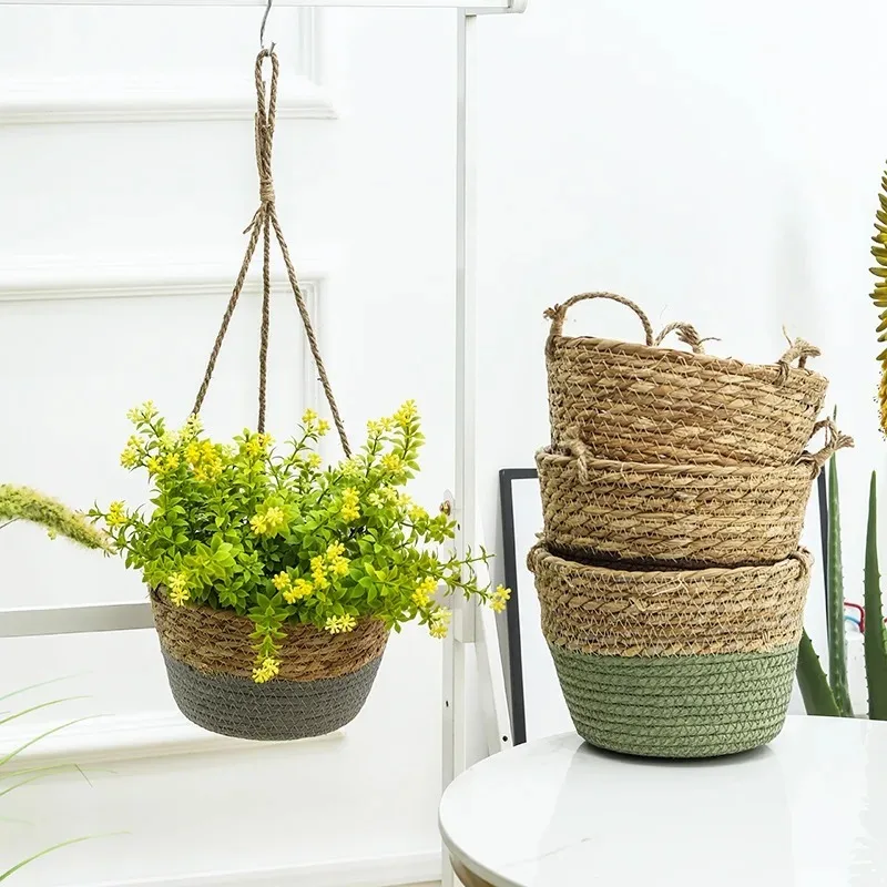 Outdoor Flower Pot Holder Plant Hangers Home Decor Garden Hanging Planter Macrame Plant Storage Basket Jute Rope Woven Indoor