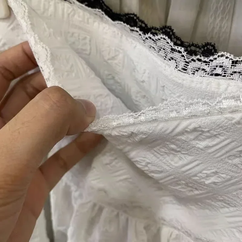 Mini Gonne Donna Pieghettato Patchwork di pizzo Estate Moda coreana Vita alta All-match A-line Solid Fairy Semplice Faldas Y2k Chic