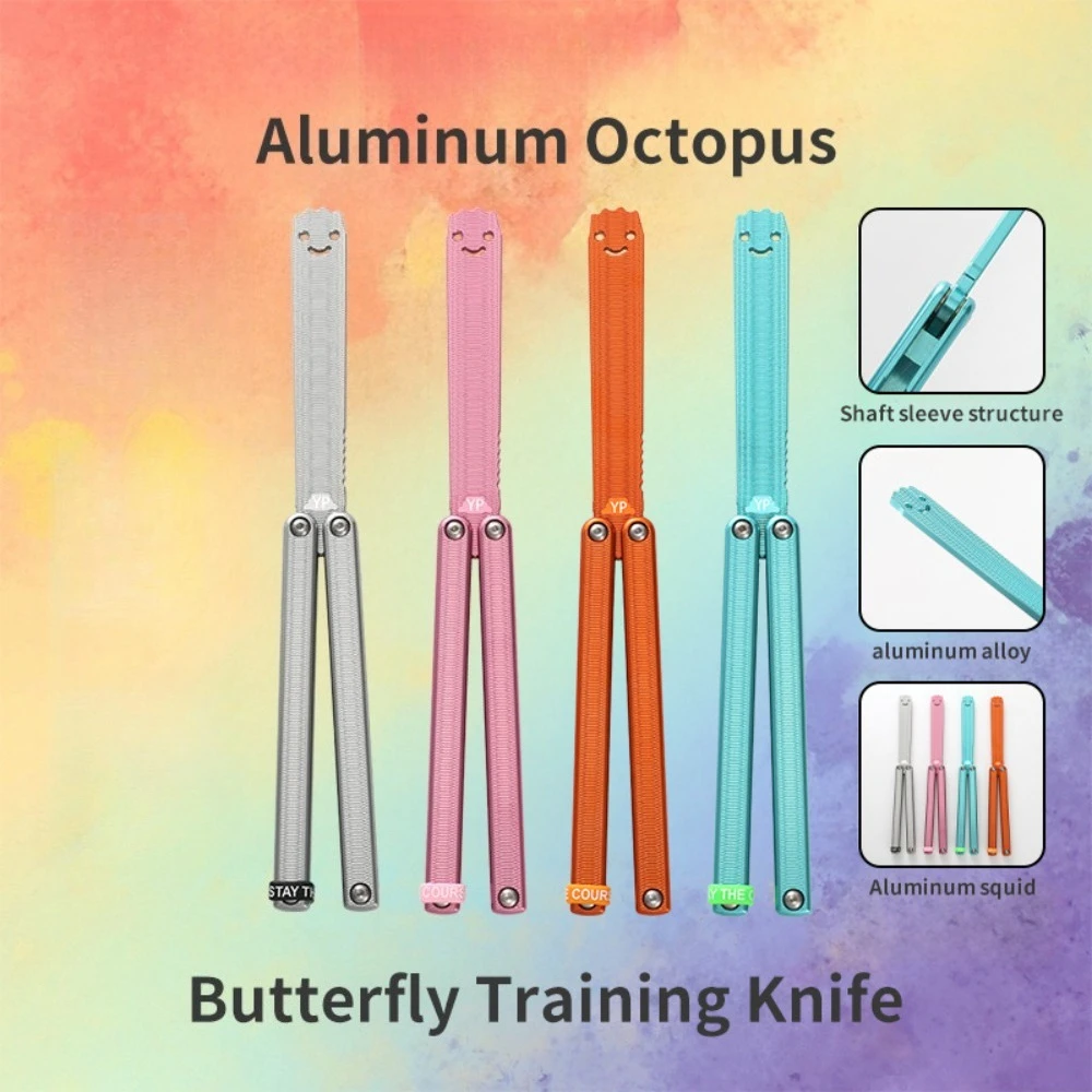 

7 Series Aluminum Butterfly Knife Traine Foldable Swing Knife Smiley Face Unsharpened Training Knife, Beginner EDC Tool