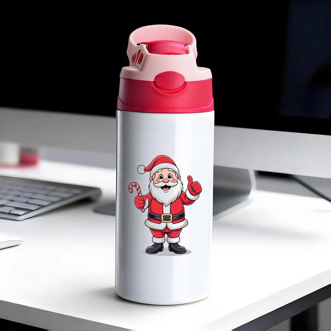 

304 Stainless Steel Insulated Cup + Cartoon Santa Claus Straw Cup Children's Water Bottle Christmas Gift Insulation Wonder