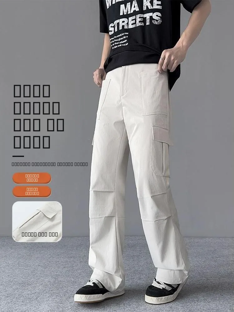 

Spring 2026 New Men's Paratrooper Straight Leg Casual Outdoor Pants American Workwear Trendy Brand Versatile Loose Fit Trousers