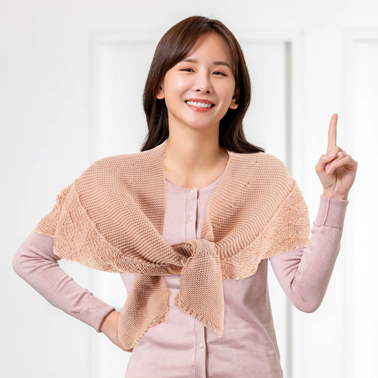 

Knitted Vest For Women Hollow Design Lightweight Faux Collar Shawl Spring Autumn Shoulder Wrap Scarf Cardigan Sweater