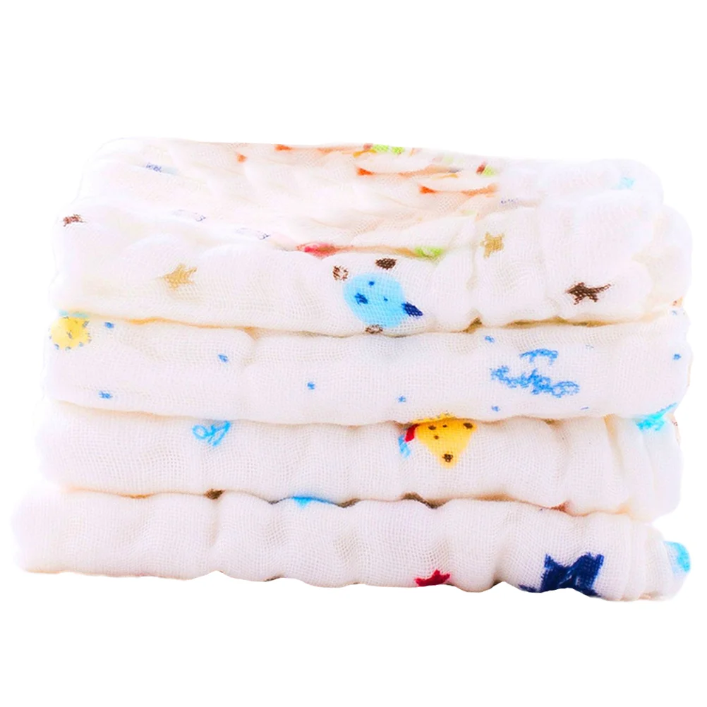 4 Pcs Square Towels Washcloths Nursing Baby Feeding Small Handkerchief The Face Gauze