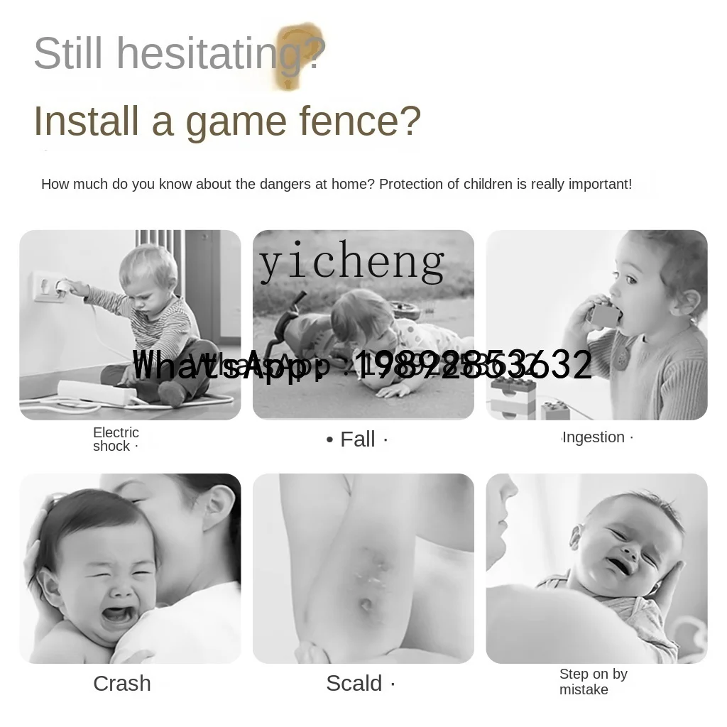 ABC Installatievrij hek Beschermend rooster Babykamer Babykruipmat Geïntegreerd Opvouwbaar