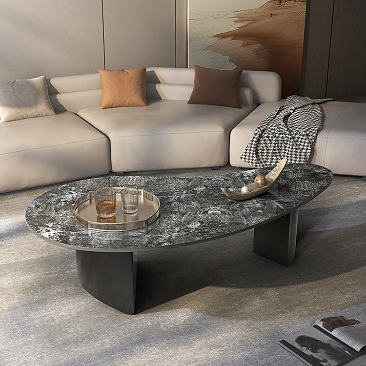 #*Eiche/Birke Rock Panel Couch tisch Licht Luxus moderne einfache kleine Wohnzimmer Home unregelmäßige ovale Form Couch tisch