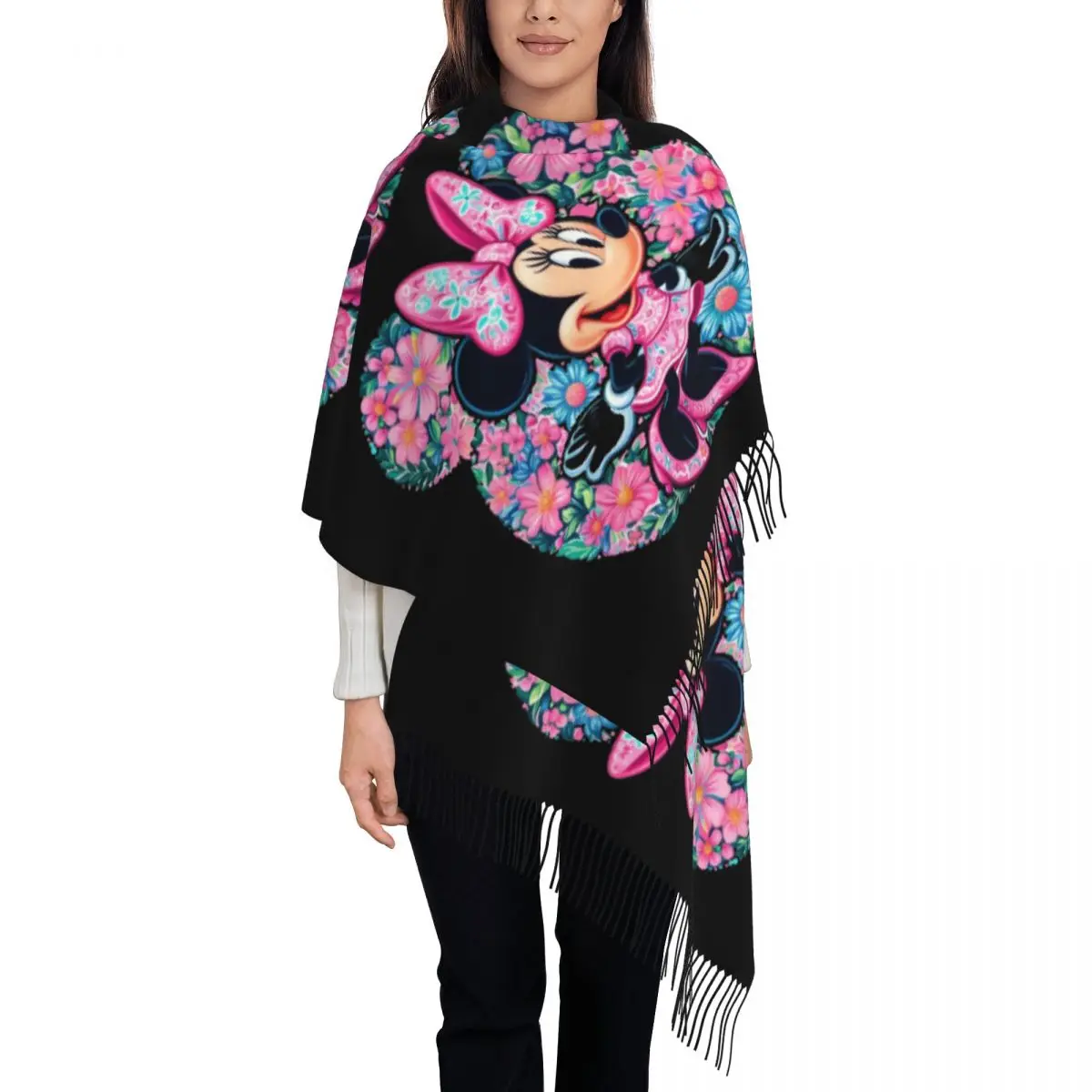 

На заказ принт Микки Маус аниме мультфильм шарф мужчины женщины зимние теплые шарфы шаль обёрточная бумага