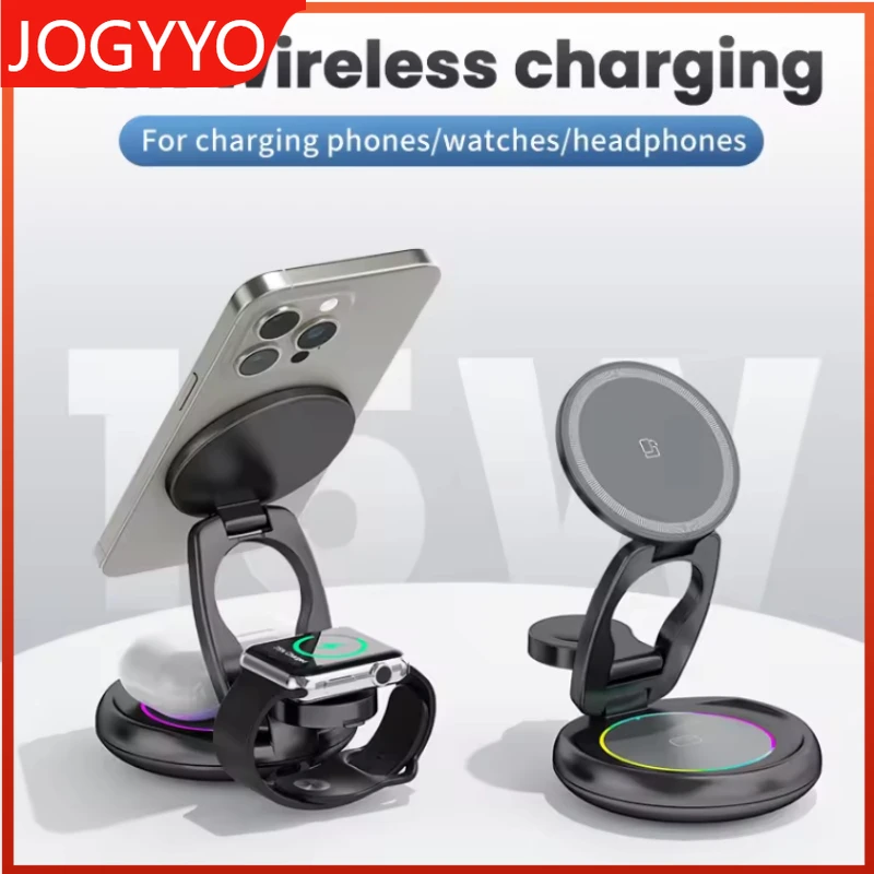 3-in-1-15w-ワイヤレス充電ステーション（携帯電話-スマートウォッチ-イヤホン用）マグネット式360度回転-°-回転式折りたたみledライト充電スタンド