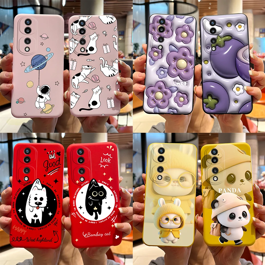 Phone Case For Huawei Honor 70 Pro Case Honor 70 Cover Cute Rabbit Panda Back Cover For Honor 70 5G 70Pro Soft Shockproof Bumper