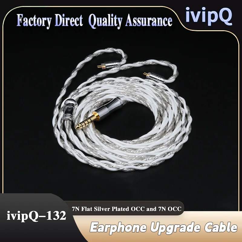 ivipQ 4 Core 7N Flat Silver Plated OCC and 7N OCC HiFi IEM Earphone Cable MMCX 2PIN 0.78mm For ZERO Cadenza LAN tangzu fudu HOLA