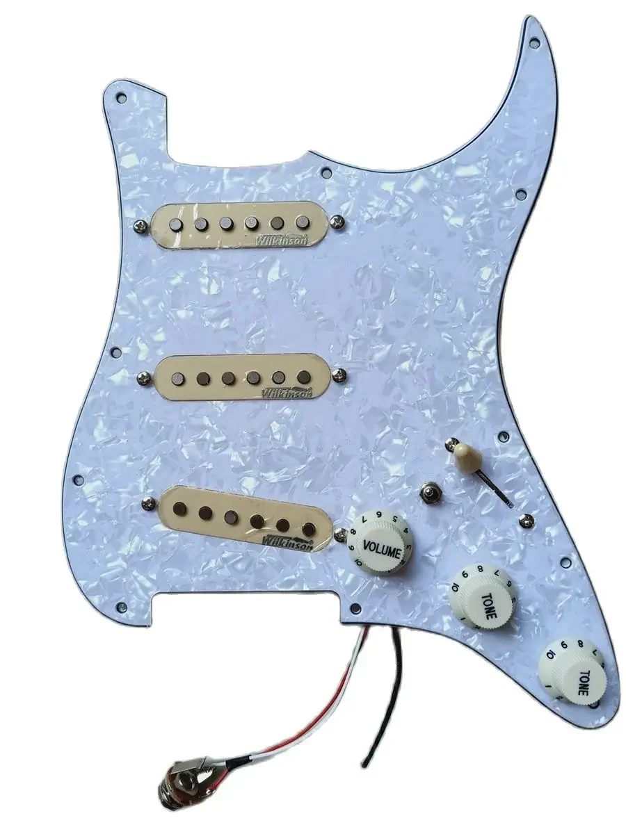 

Pickups SSS Prewired Pickguard Ainico 5 Single Coil Pickups 7-Way Switch 1 Single Cut for ST Guitar Parts
