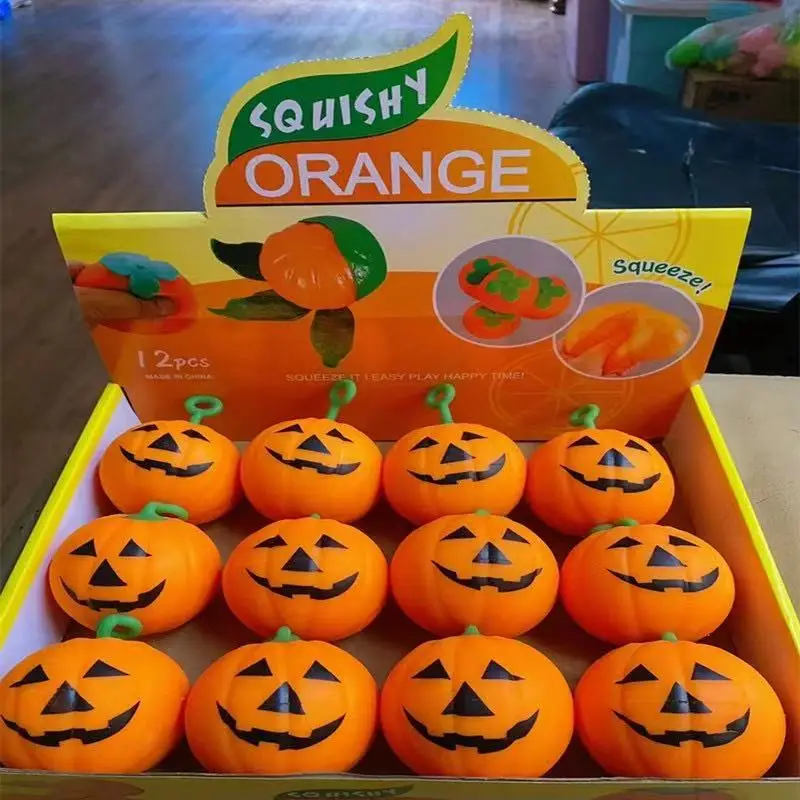 Halloween Lantern Pumpkin Squeeze Ball Slow Rebound Anti Balls Squishy Stress Relief Fidget Toy Kids Party Prank Gift