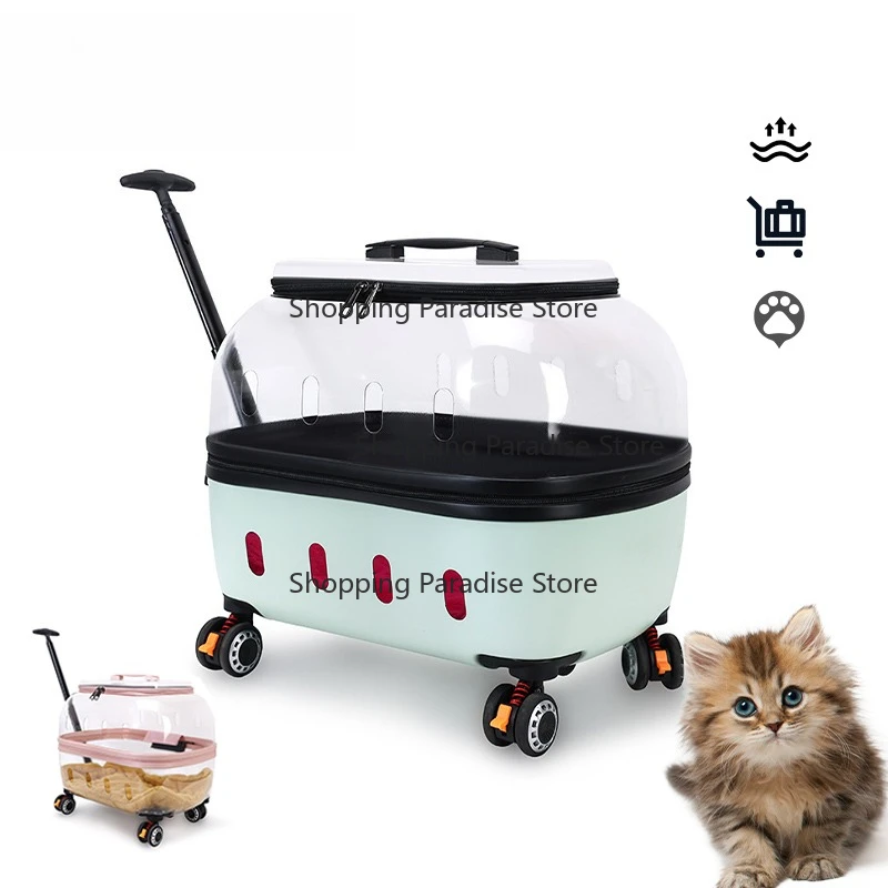 

New Release Solid Cat Backpack Transparent Pet Trolley Case Portable Cross-Border Air Shipping Container Wholesale Consignment