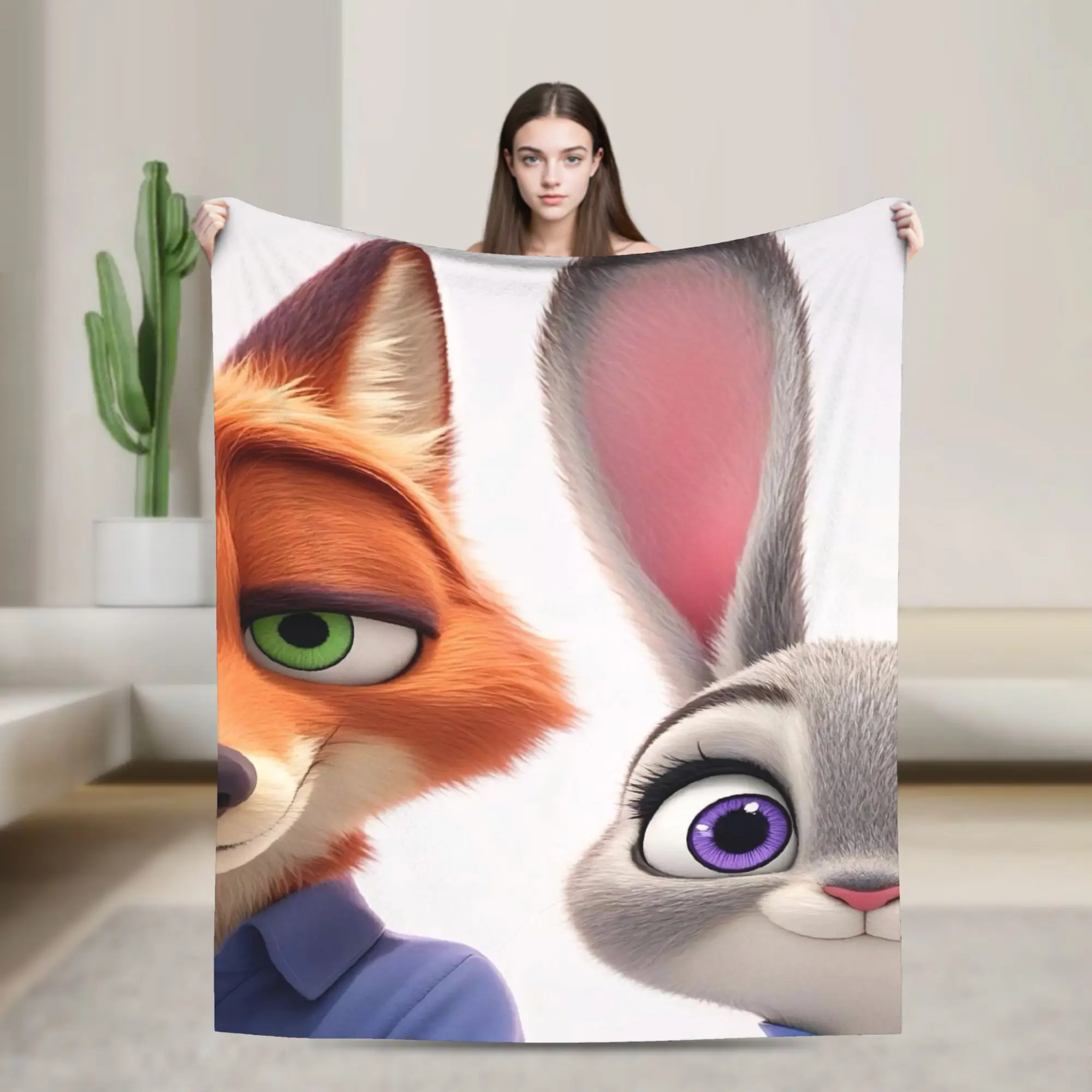 

Zootopias Judy Nick Blankets Fleece Spring Autumn Breathable Ultra-Soft Throw Blankets for Bedding Office Bedspreads