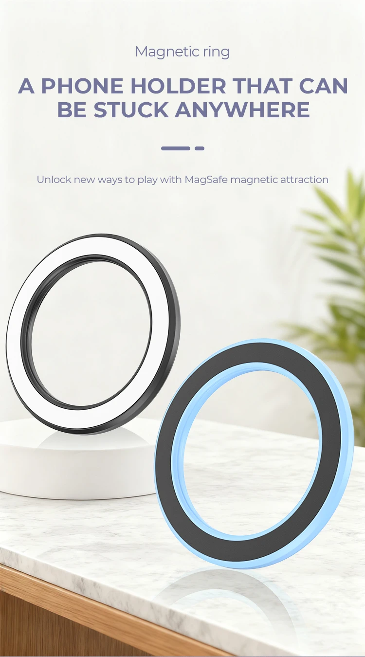 Magnetischer Ringhalter für iPhone 14 13 12, Magnetwand-Handyhalter magnetisch für MagSafe, Autotelefonständer, Aufkleberständer – Detail 1