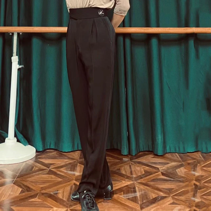 High-End Angepasst Männer Latin Dance Hosen Für Männer Chacha Rumba Tango Ballroom Dance Hosen Erwachsene Latin Wettbewerb Hosen DQS17195