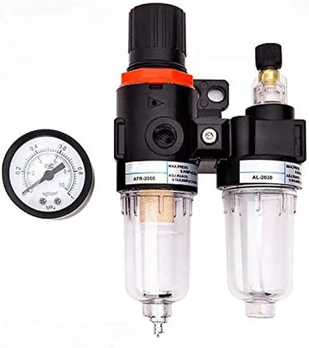 Air Filter Regulator 1/4 Water Pressure Compressor Trap Air Regulator with Gauge