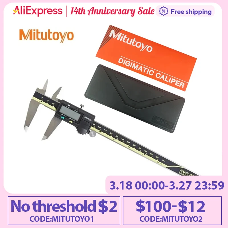 

Mitutoyo Caliper Absolute 500-197-30 Digital Calipers Stainless Steel Inch/Metric 8" 0-200mm Range -0.001" Accuracy 0.0005"