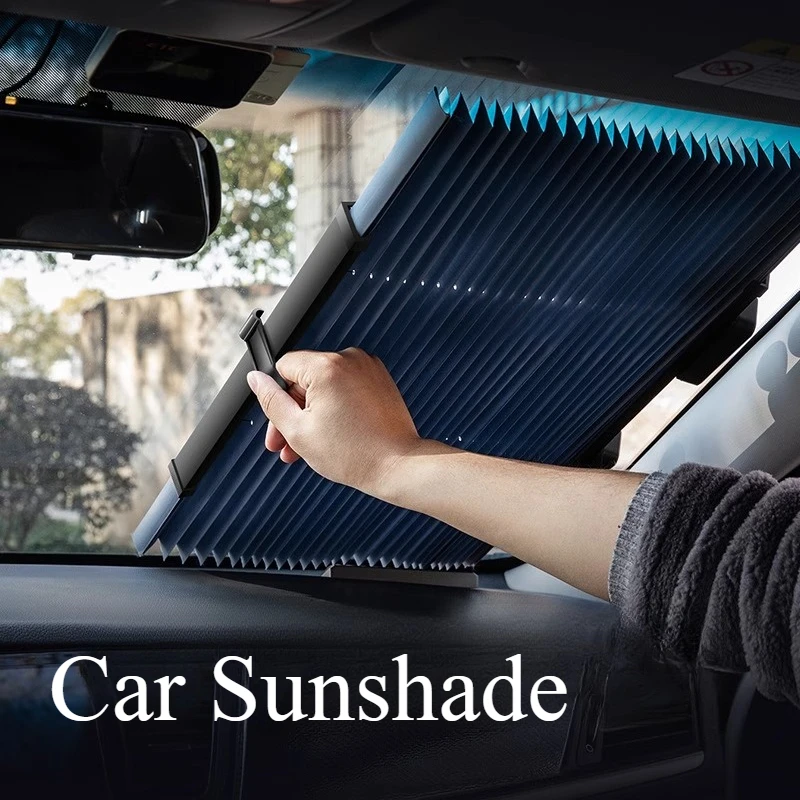 Car Sunscreen Heat Insulation Sunshade Block Automatic Telescopic Folding Sunshade Car Front Block Household Louver Sunshade