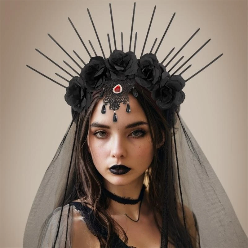 مهرجان الدعائم زهرة التاج الشرير شرير تاج تاج للسيدات للسيدات النساء الأدوار الأزياء الساحرة #3