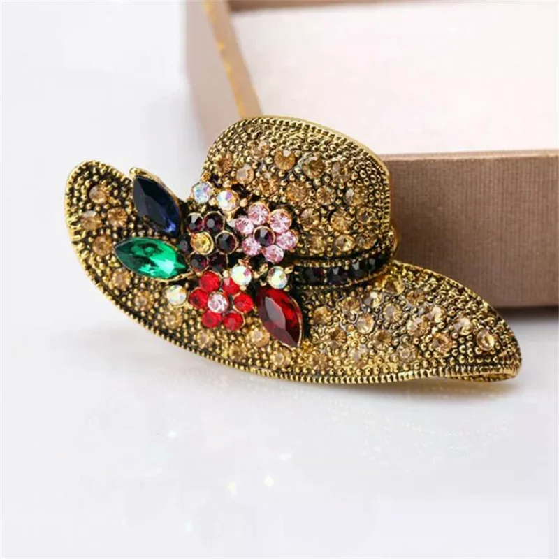 Vintage Temperament Flower Sun Hat Brooches For Women Girls Versatile Trendy Clothing Accessories Exquisite Elegant Brooch Gifts