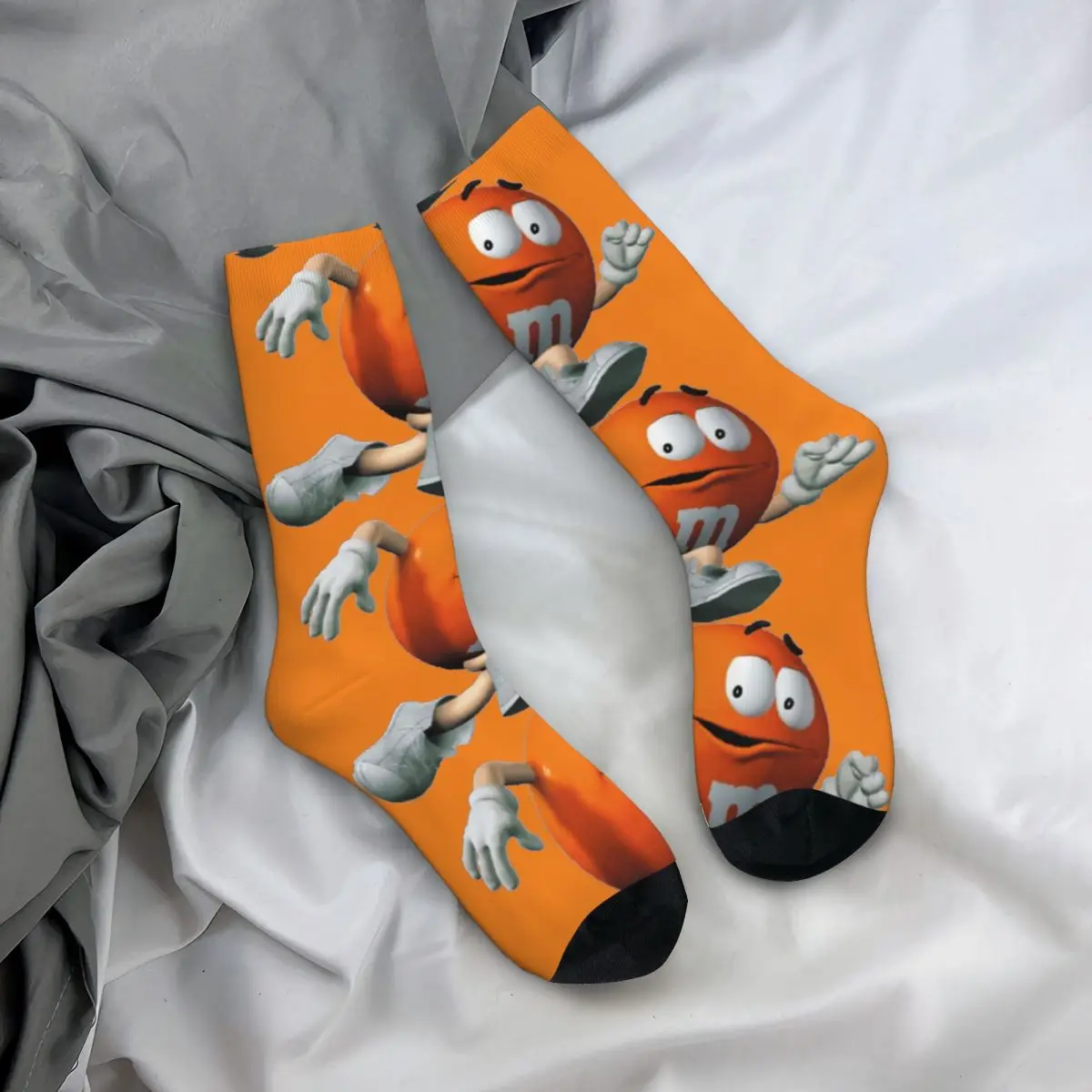 Funny Crazy compression Sock for Men Orange Run Hip Hop Harajuku M Chocolate Candy Cartoon Colorful Happy Quality Crew Sock