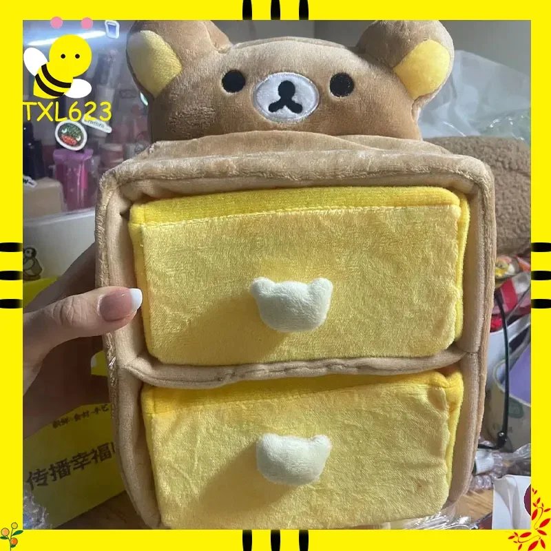 

Cartoon Bear Double Door Wardrobe Storage Cabinet Plush Toy Desktop Organizer Cute Partition Box for Jewelry And Accessories